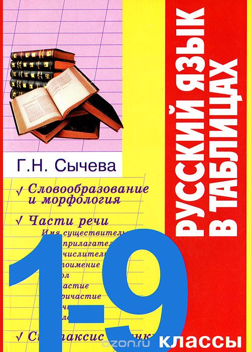 Скачать книгу "Русский язык в таблицах. 1-9 классы, Г. Н. Сычева"